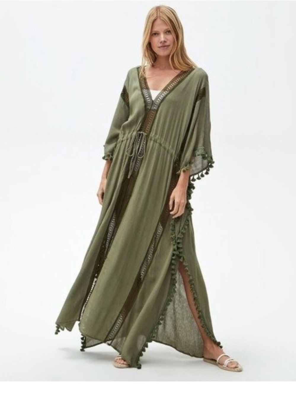 MICHAEL STARS - Long Olive Green Beach cover-up Women's Dress